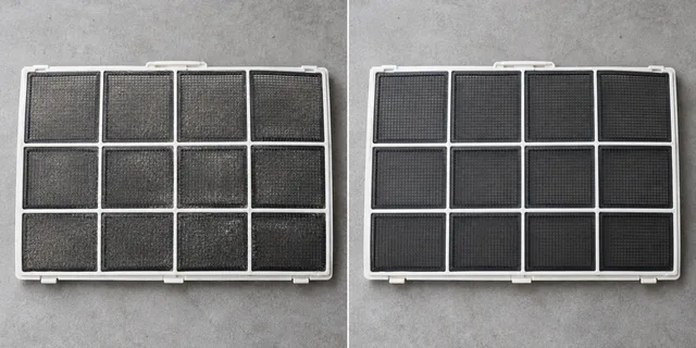 필터 세척 전후 사진